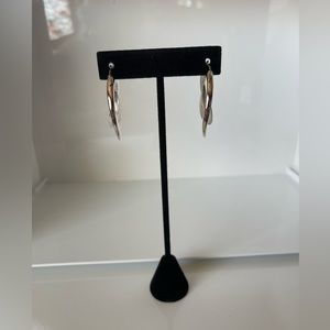 925 Sterling Silver 1.5” Polished/Brushed Double Hoop Earrings